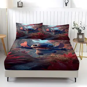 3 Piece Stitch Pattern Fitted Sheet Set, Soft And Durable Bedding Set Includes 1 Piece Flat Sheet And 2 Pieces Pillowcases, Daily Holiday Birthday Gift Bedroom Decorations For Kids And Adults