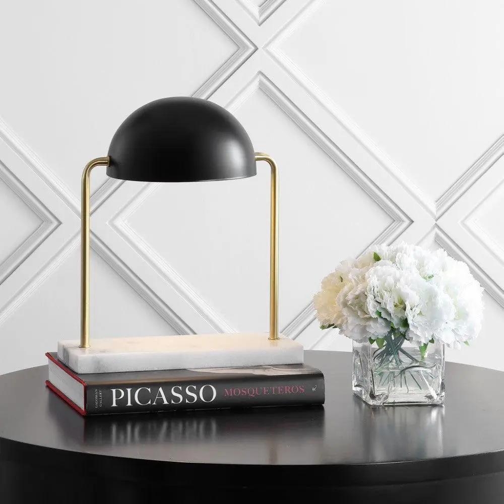 JONATHAN Y Porter Art Deco Dome Lamp with Marble Base , for bedroom, living room, foyer, hallways, dining room, dorms