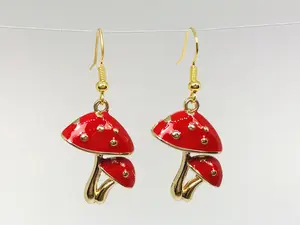 Red Twin mushroom earrings