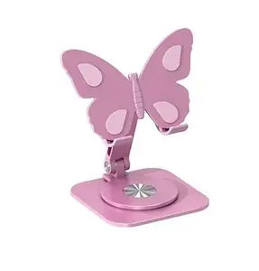 2026 New 360° Rotating Butterfly Design Folding Phone Tablet Stand, Durable Aluminum Alloy Body, Adjustable Portable Cradle for Smartphone, Cellphone, Mobile Use, Stylish Garden Desk Decor