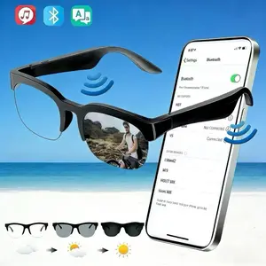 Ai APP Translation Bluetooth-compatible Smart Glasses,music glasses, with 137 languages, color changing lenses, sweat proof, clear headphones and speakers, suitable for sunglasses in travel, navigation, outdoor, conference, trade, business and other scena