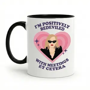 Funny Positively Bedeviled With Meetings Mug Sarcastic Office Humor Coffee Cup