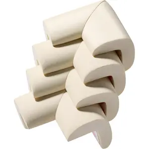 4 PACK Edge Corner Protector Baby Proofing, Hefty-Fit Heavy-Duty Soft NBR Rubber Foam, Furniture Fireplace Safety Bumper Guard, Off-White-USA