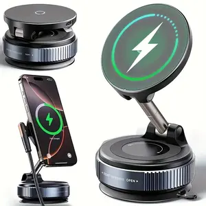 15w Wireless Fast Charging Magnetic Phone Stand, 360° Rotatable Telescopic Foldable, Compatible with iPhone 16/15/14/13/12, Home, Car, Office, Gym, Travel, Wireless Mobile Charger