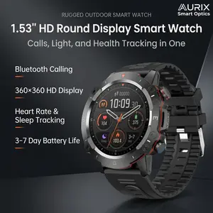 ZW48 Tactical Bluetooth Calling Smart Watch 1.46 Inch HD Round Display LED Flashlight for Outdoor Fitness Daily Wear