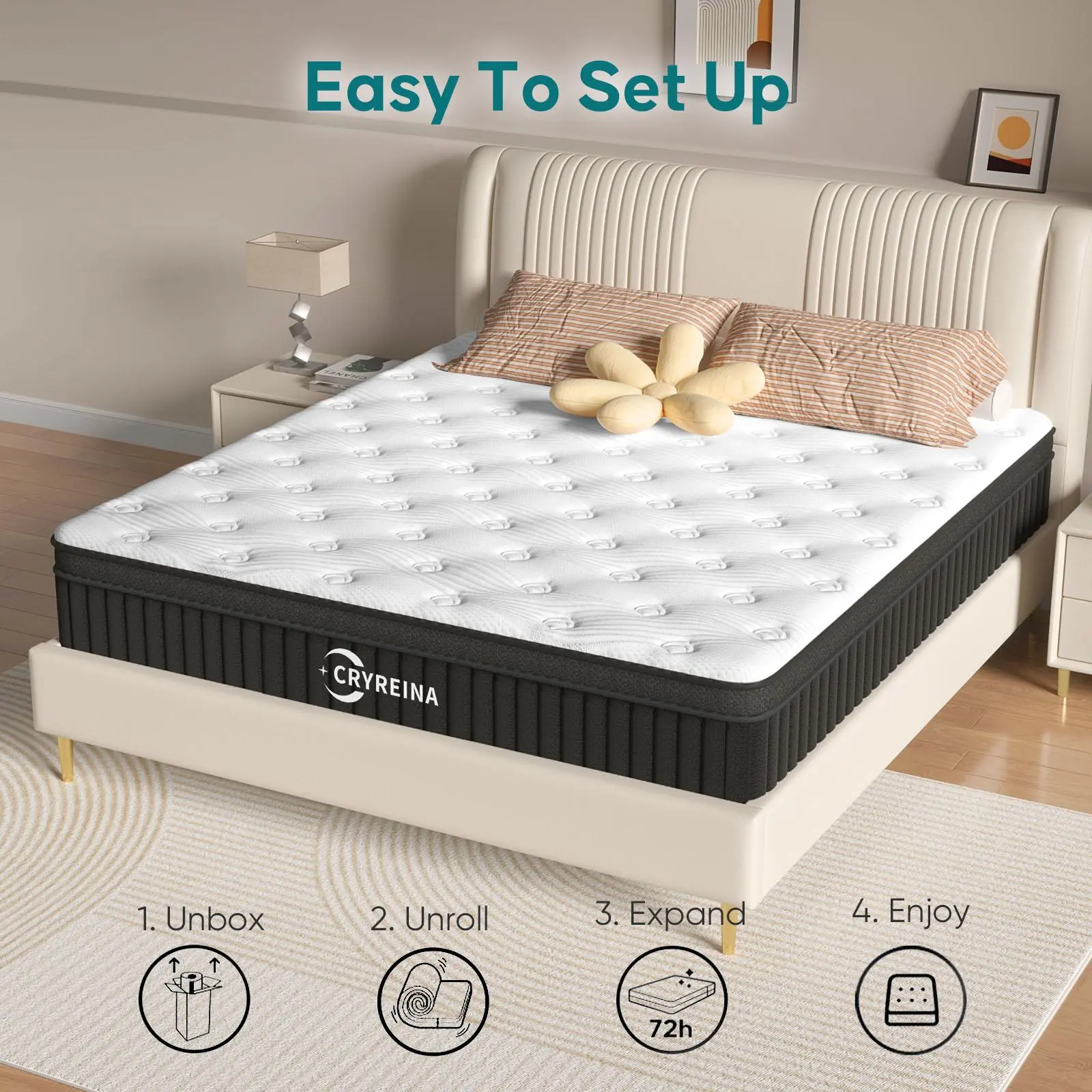 Queen Hybrid Gel Memory Foam Pocket Spring Mattress-in-a-Box, Fiberglass-Free Medium Firm, Motion Isolation, Pressure Relief, Breathable Knit Cover, Warehouse Overstock (Note: May Receive Random Size or Thickness; Read Description Before Purchase)