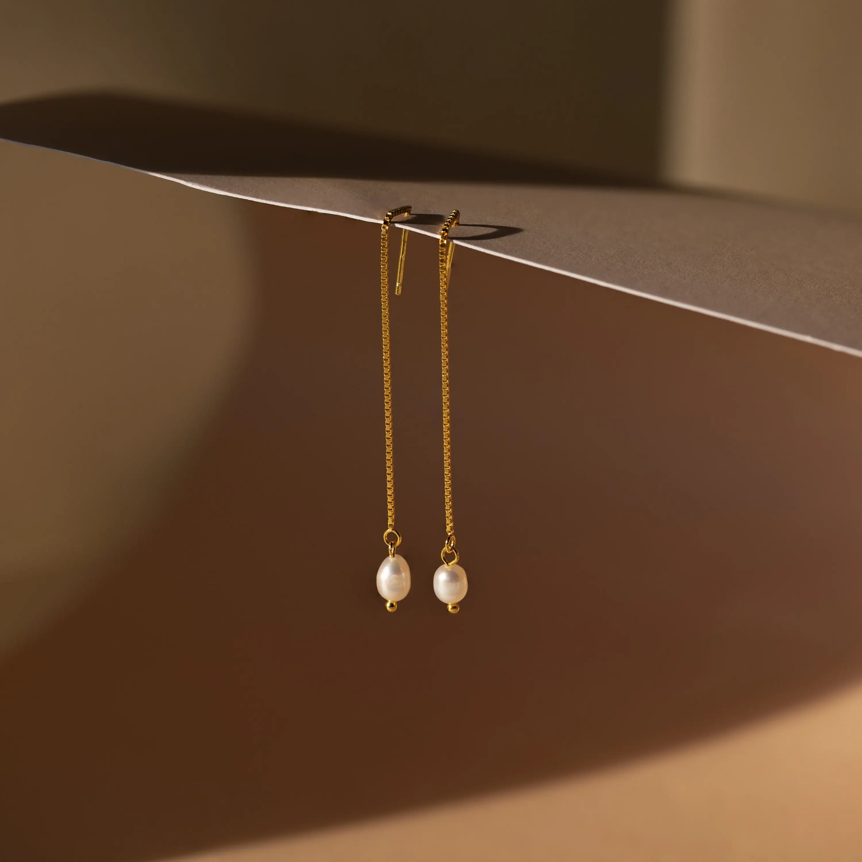 Pearl Threader Earrings by Caitlyn Minimalist - Long Minimalist Dangle Chain Earrings - Wedding Jewelry - Best Friend Gift