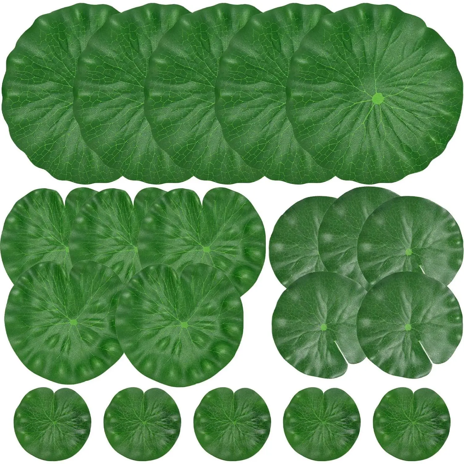 20 Pcs Realistic Floating Artificial Lily Pad Leaves, Artificial Foliage Decor for Koi Fish Pond, Pool, Patio Aquarium
