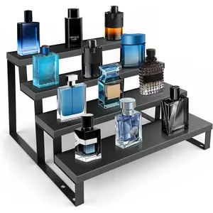 Cologne Organizer for Men,12 Inch 4 Tier Cologne Stand  Perfume Organizer for Dresser with Anti-Slip Washers,Wooden Display Risers Stand for Party,Makeup,Figures,Cupcake,Perfume,Dessert