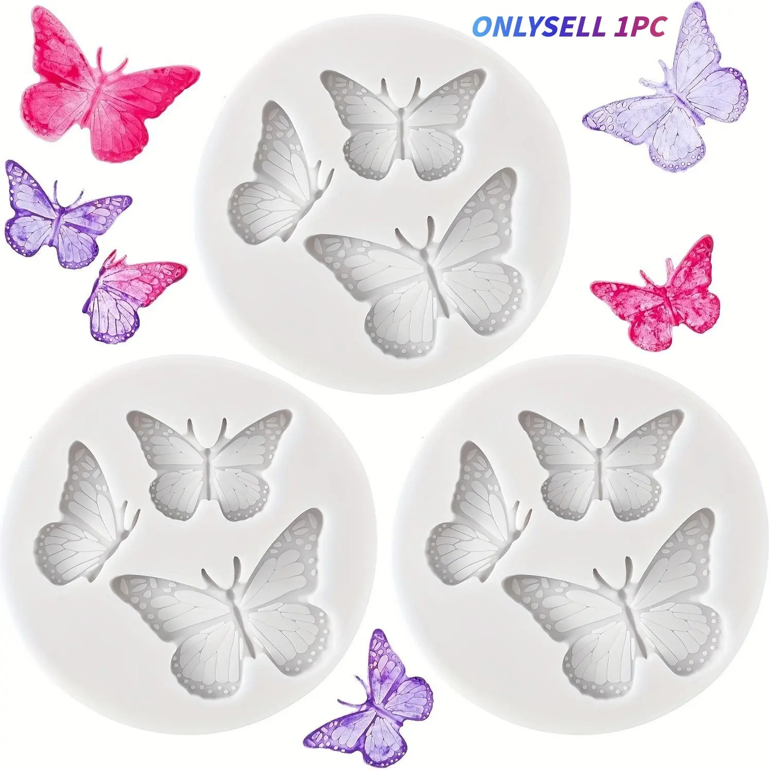 Silicone Butterfly Candle Mold for Plaster Casting, Candle Molds for Candle Making, 3 Cavities DIY Crafts Decorative Gift Mold, No Power Needed, Easy to Use, Handmade Silicone Molding, Candle Making Supplies