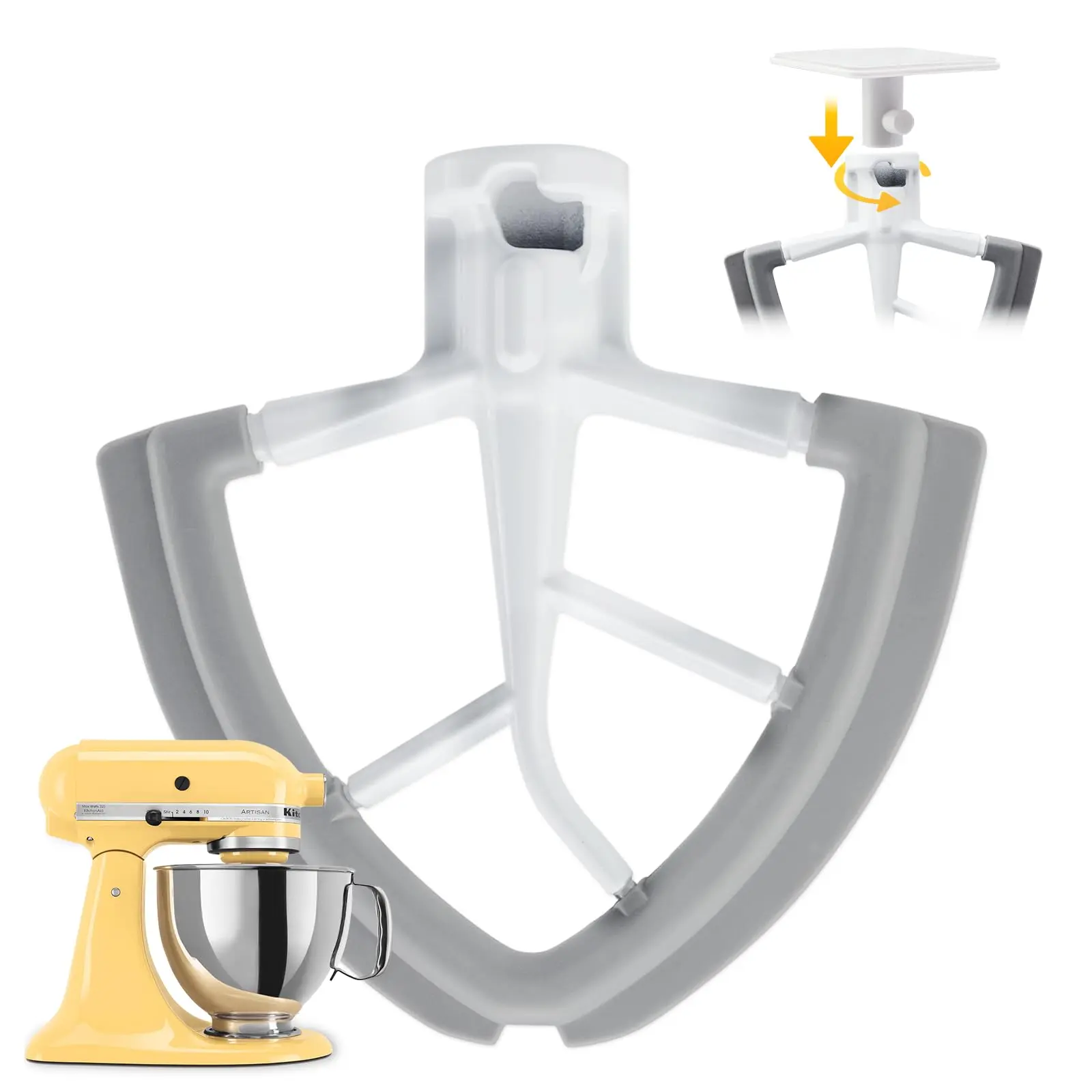 Flex Edge Beater For Kitchen Aid Attachments Mixer  4.5/5 Qt Tilt-head Stand Paddle Attachment With Flexible Silicone Edges Bowl Scraper Accessories &