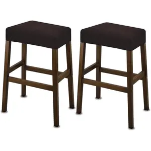 Rectangle Bar Stool Covers, Stretch Waterproof Saddle Seat Covers for Counter Height and Kitchen Island Chairs, Vanity Barstool Cushion Protector, Dark Brown, Pattern B, 2 Pack