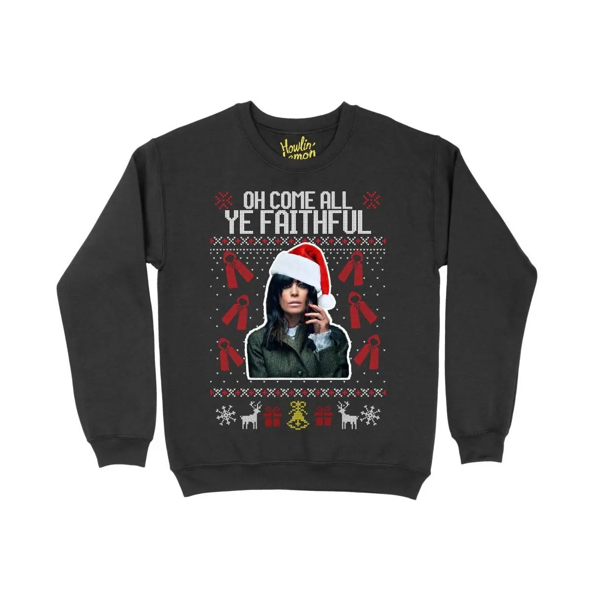 Oh Come All Ye Faithful - Traitors Christmas Sweater - Claudia Winkleman Xmas Jumper, Easy Care, Machine Wash Safe, Clean Look