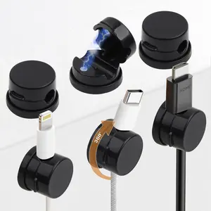 Cord Holder for Nightstand - 6 Pack Cable Management Clips with Strong Adhesive, Black Cord Organizer for Phone Charger, Tablets & Electronics