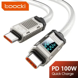 Toocki PD100W Max White 3.3ft/6.6ft usb-c digital display data cable usb2.0 cyber style suitable for apple, xiaomi, dell, lenovo, hp, etc.