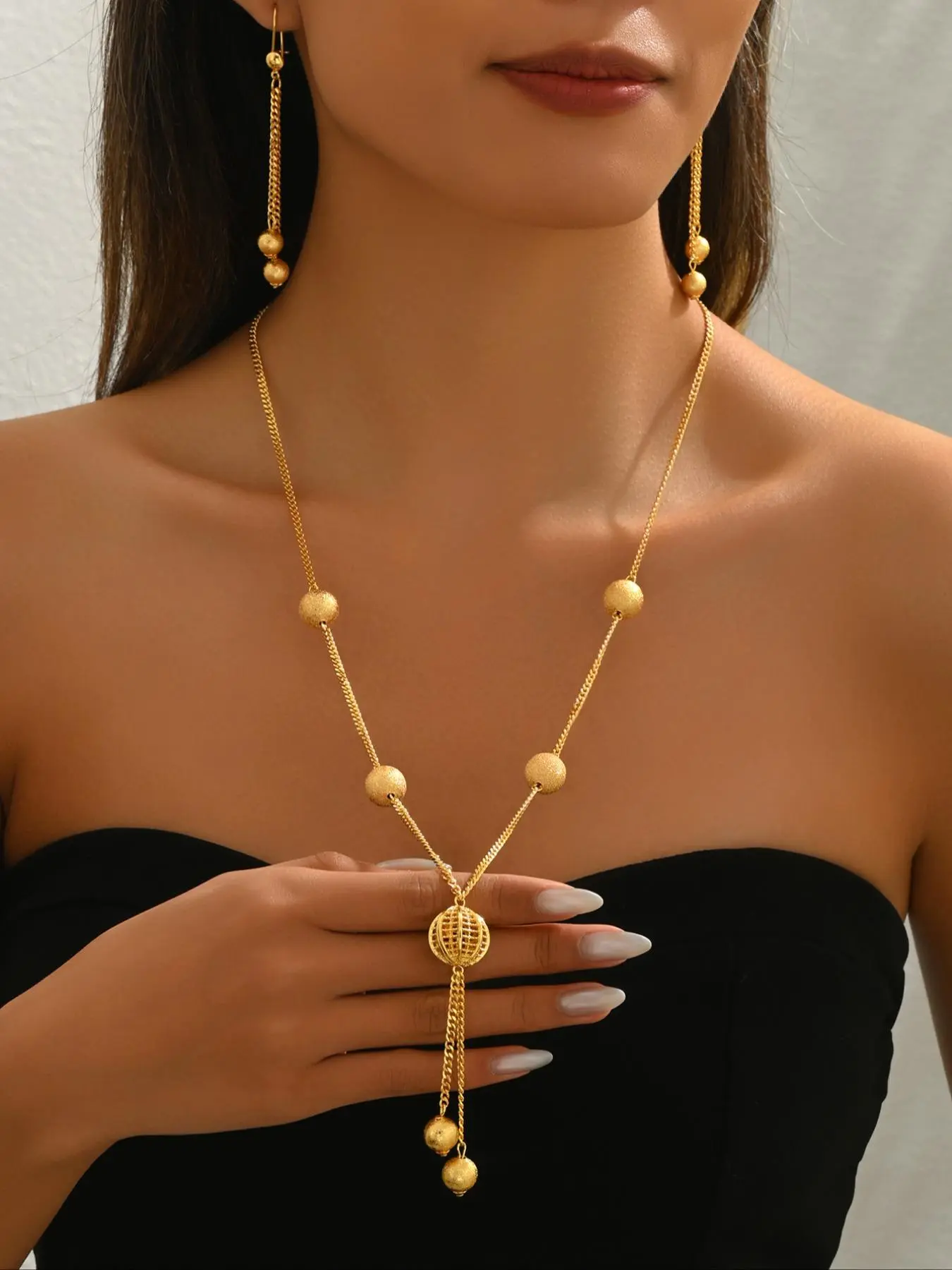 Beaded Design Pendant Necklace & Dangle Earrings, Necklace and Earring Set, Fashionable Jewelry Set, Fashion Jewelry for Party, Daily Clothing Decor, Trendy All-match & Exquisite Jewelry for Birthday Gift