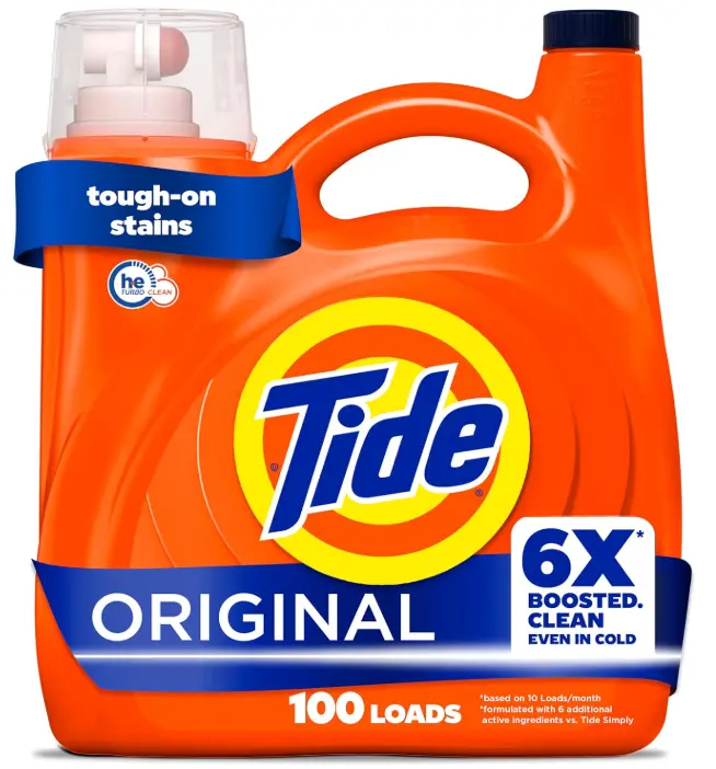 Tide Liquid Laundry Detergent, Original Scent, 125 fl oz, 100 Loads, Boosted Clean Even in Cold Water with Concentrated Washing Soap