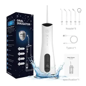 TopSaleMall Water Dental Flosser Cordless Oral Irrigator with 300ml 5 Nozzles 4 Modes USBCharger Portable Travle Irrigation Cleaner IPX7