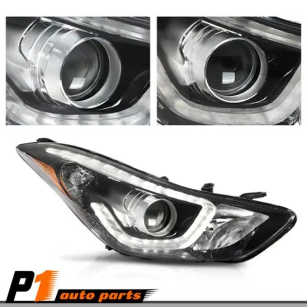 Durable, Heat-Resistant LED DRL Projector Car Headlight, Right Passenger Side Fit For 14-16 Hyundai Elantra