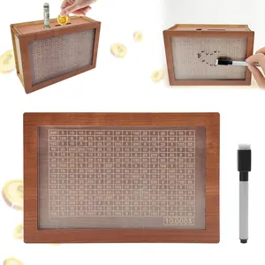 10000 Cash Vault Wooden Money Saving Box Coin Counter Piggy Bank for Adults Kids Cash Saver Box with Money Target and Numbers-Best Gift for Friends