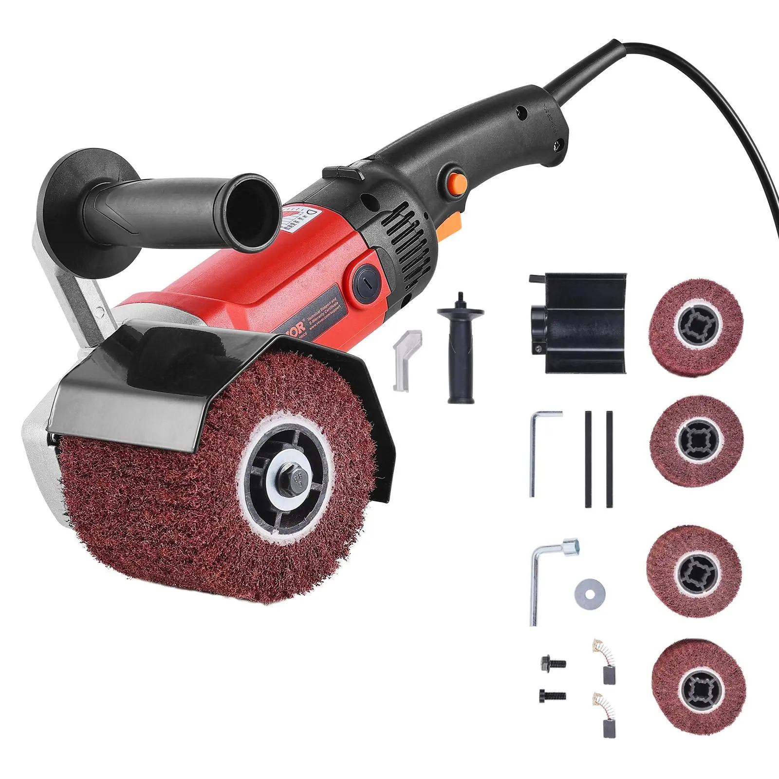 【Summerfinds】VEVOR Handheld Electric Burnishing Polishing Machine - 1200W 6 Variable Speed Powerful Performance Multi-Surface Polisher with 4 Fiber Polishing Wheels for Stainless SteelNon-Ferrous MetalsMulti-Surface Polishers, Polishing Wheel Polishers