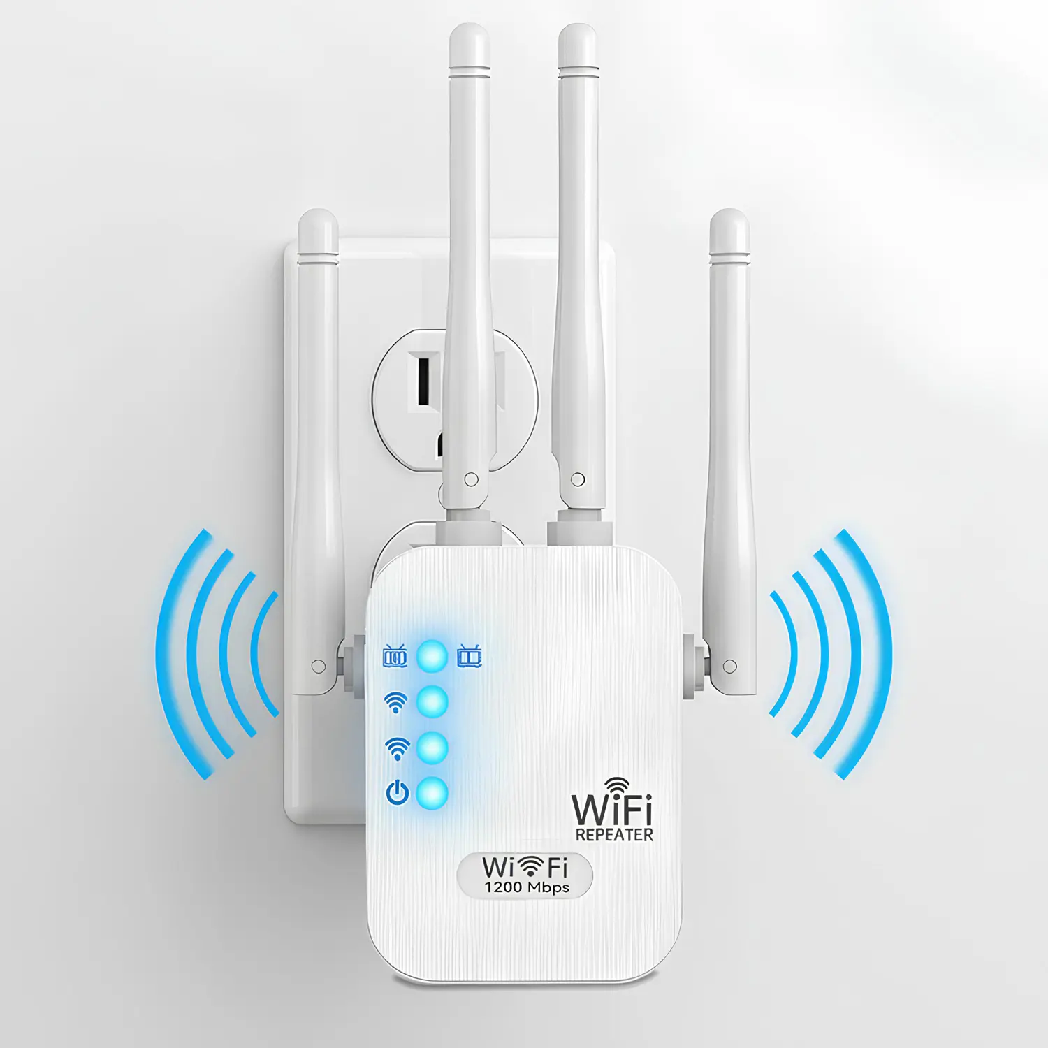 WiFi Extender - Home Signal Booster, Dual Band 5GHz/2.4GHz Internet Booster, WiFi 4 Range Extender, Dual Band, AP ModeEasy, Mesh Compatible, One Ethernet Port