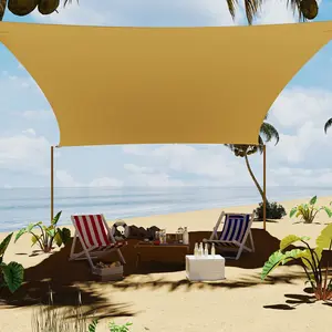 Sun Shade Sail 10'X13' Rectangle, Shade Cloth Canopy & Sunshade for Patio - UV Block Outdoor Shade Sail for Backyard, Deck, Yard and Facilities,Sand