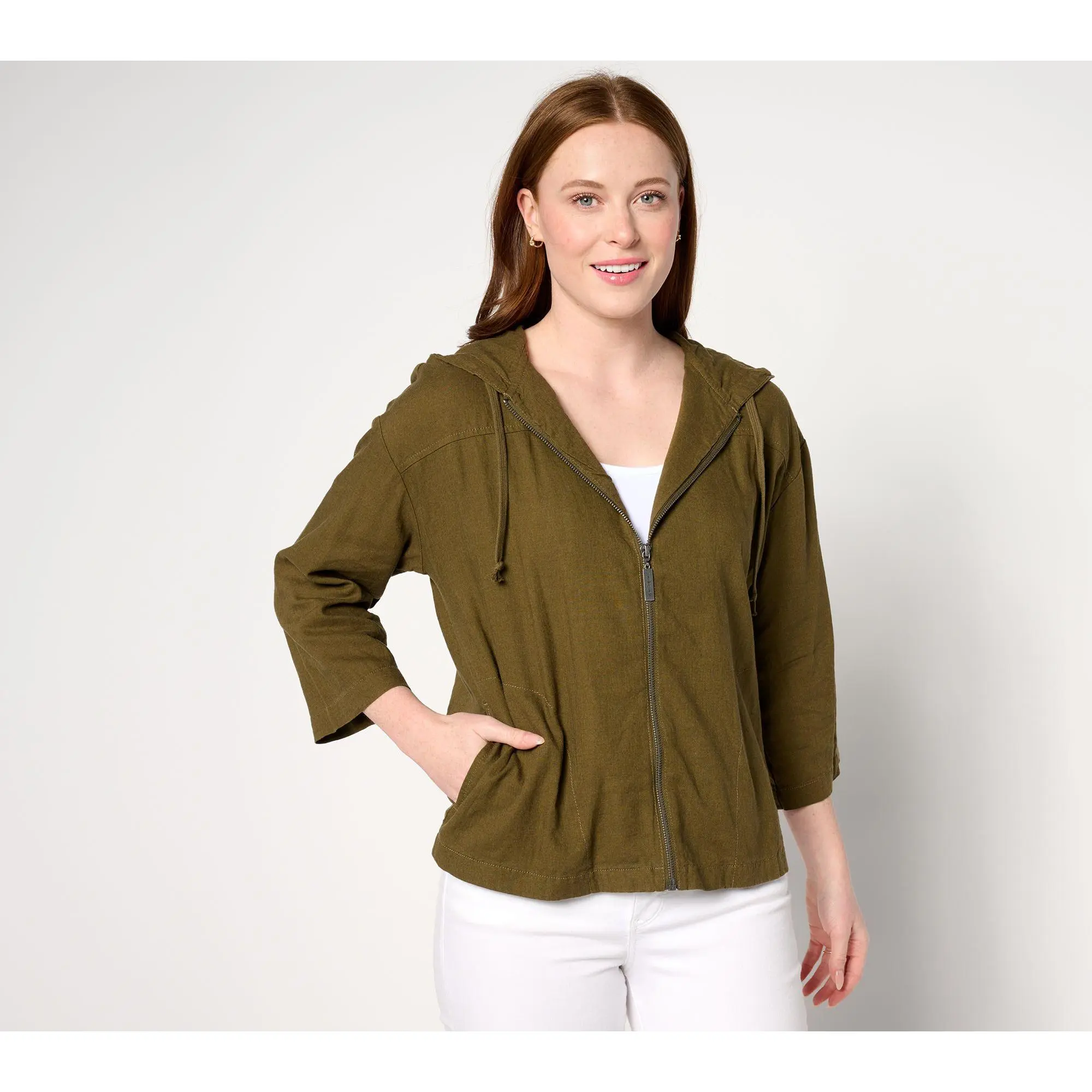 QVC Women's Boheme Zip-Front Hooded Beach Jacket