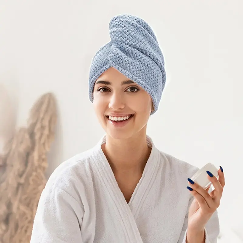 1 Pc Waffle Weave Hair Towel, Multipurpose Towels, Multiple Colors Available, 25*65cm, Super Absorbent And Quick Drying, Anti-slip And Lint Free, Ideal For Bathroom Shower, Skin Care And Makeup Use