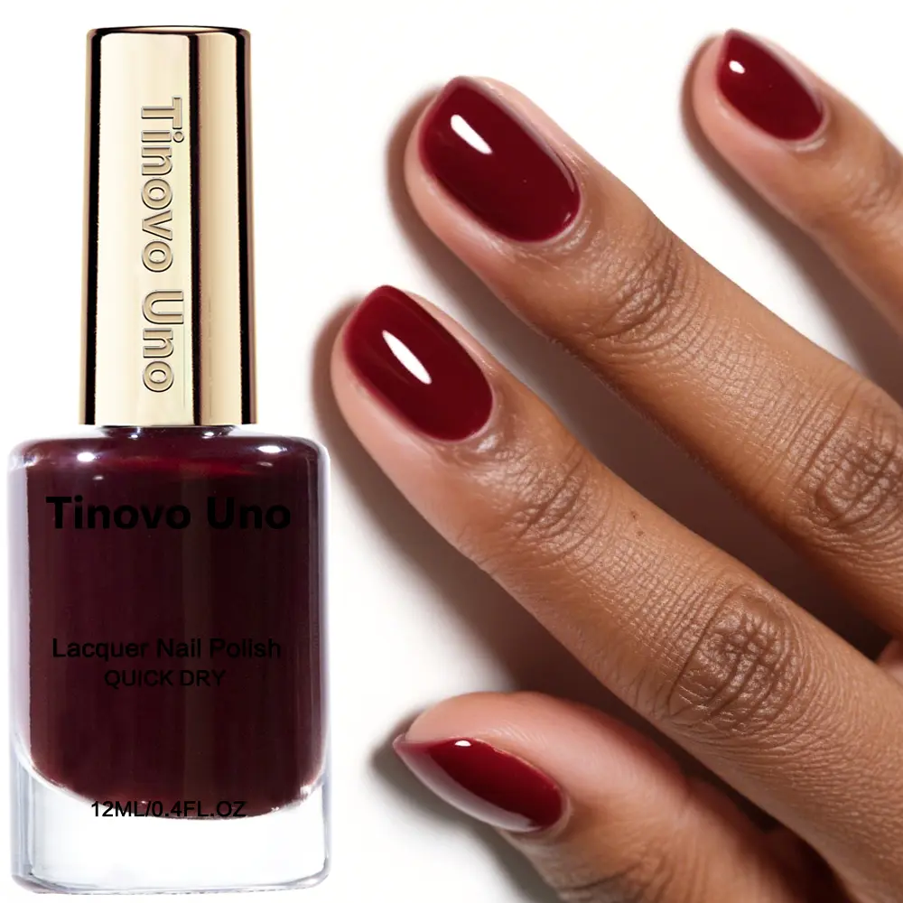 Tinovo Uno Burgundy Nail Polish (12ml) - Quick Dry Nail Care Cosmetic for Adults, Long Lasting, Adds Elegance & Fashion Sense, Single Item for Daily Use, Dating