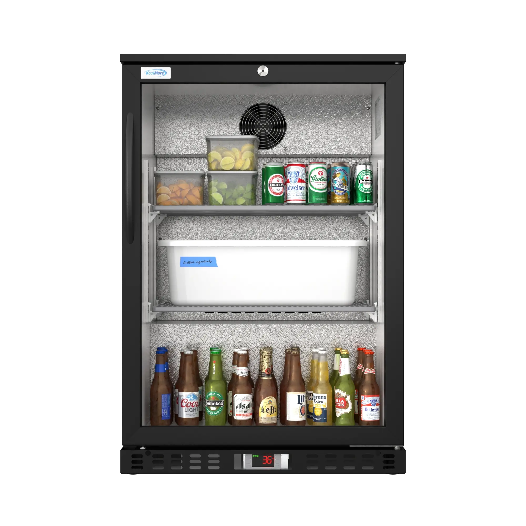 24 in. Commercial One-Door Back Bar Refrigerator in Black - 5.3 Cu Ft. BC-1DSW-BK