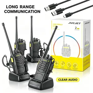JUCJET 4-Pack Walkie Talkies with Upgraded Type-C USB Charging Dock, Clear Audio Long  Range 2-Way Radio with Earpieces for Hotel Warehouse School, Fast Ship antenna final stock