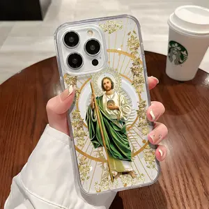 San Judas Pattern Magnetic Clear Compatible with MagSafe Shockproof Protective Phone Case for iPhone 17 16 15 14 13 12 11 Pro Max X XS MAX Air E ,Samsung S25 S24 S23 S22 Ultra Plus FE,Makes a great gift for friends or family.