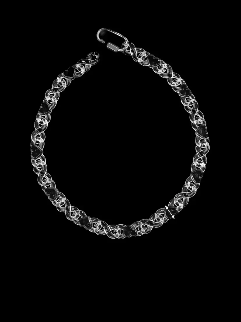 "Clear Acrylic Heart Link Necklace - Lightweight Transparent Chain Statement Jewelry for Women/ Men Unique Modern Design"