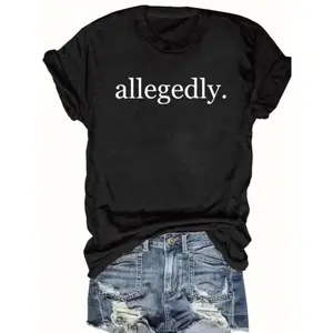 Women's Allegedly Printed Cotton Short Sleeve Round Neck T Shirt Casual Summer Fashion Top Graphic Tee and Summer Golf Gift