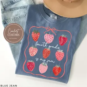Comfort Colors Fourth Grade Teacher Shirt, Coquette 4th Grade Teacher Shirt, Fourth Grade Is My Jam TShirt, Elementary School Gift, Teaching Graphic Tees