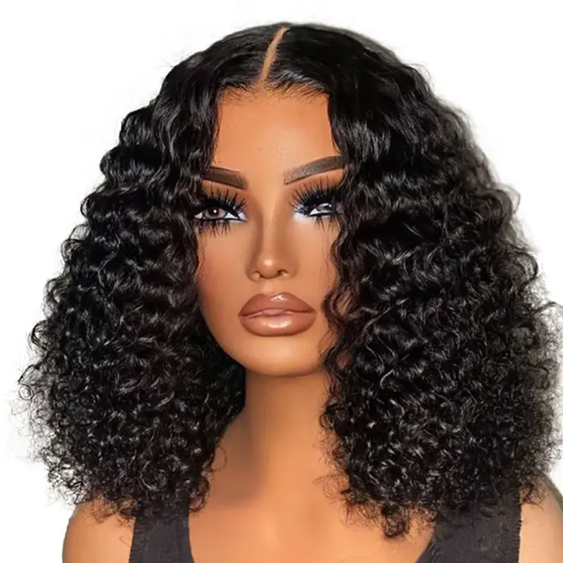 SUKI ORIGINAL Glueless Lace Short Bob Wigs Deep Wave Curly 200% Density Human Hair Pre Plucked Ready To Wear 6x4 Closure Preplucked Wig
