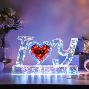 Valentine's Day Home Decor Lights LOVE Heart-Shaped Glow Design LED Lighting Effects USB Powered Iridescent Material Perfect for Holiday Gifts, Bedroom Night Lights, Wedding Decorations The Ultimate Gift for Your Girlfriend