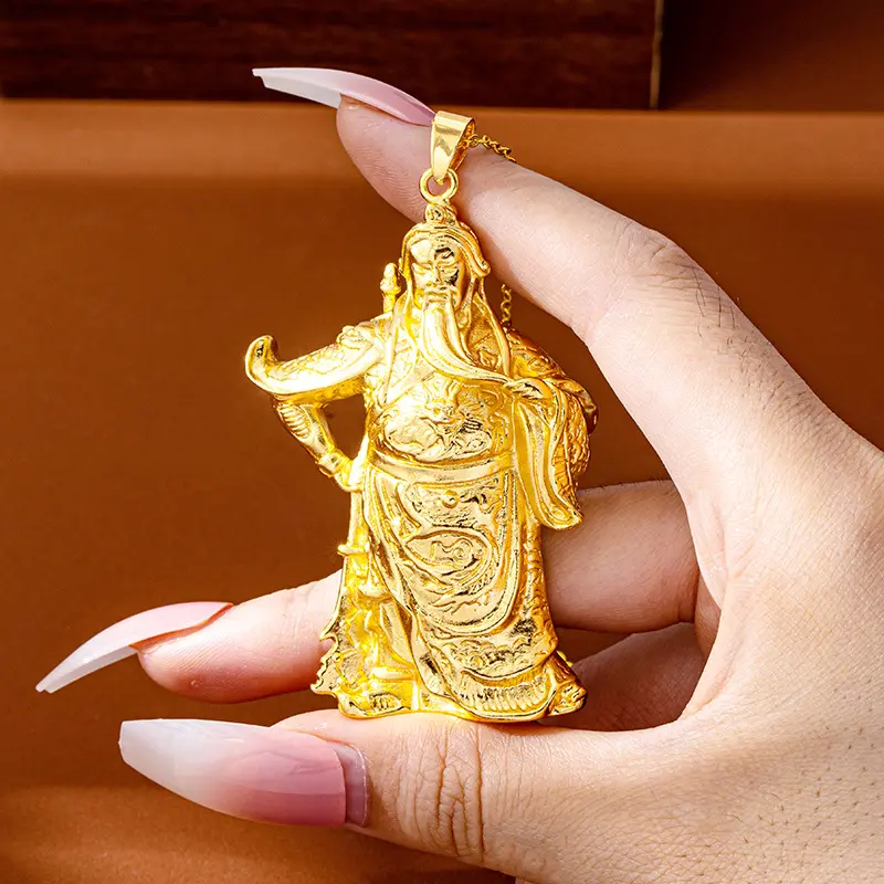 Chinese Trendy Style Wu Caishen Guan Gong Pendant Er Ye Necklace for Men and Women Pendant High-end Long-lasting Color Jewelry High Quality