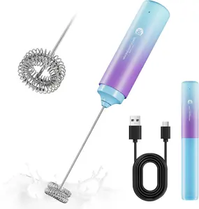 New England Stories Rechargeable Handheld Frother, Dual-Whisk Electric Drink Mixer for Coffee, Matcha & Foam, Portable & Powerful