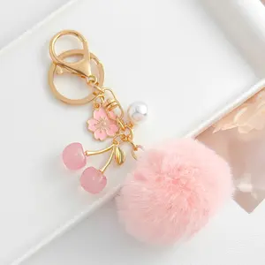 Cute Plush Ball Decoration with Elegant Dancing Girl Pendant, Fashion Keychain Accessory, Ideal Gift for Backpacks and Cars