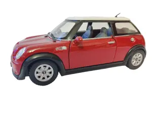 KINSMART Mini Cooper S 1:28 Scale Model 5" Diecast Metal Car with Openable Doors & Pull Back Action Burgundy Color Officially Licensed