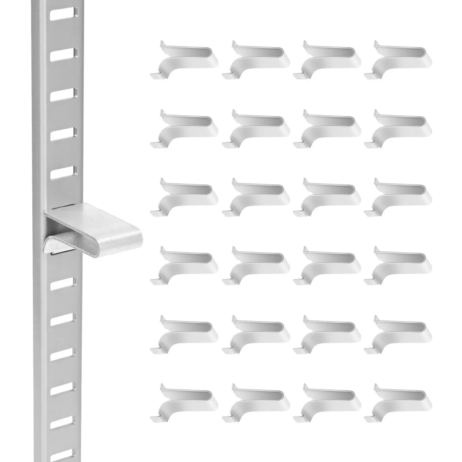 【summerfinds】VEVOR Shelf Clips, 40 Pack, Adjustable Steel Pilaster Shelf Clips Support for Metal, Wood, Glass Shelves, Compatible with Wardrobes, Cabinets, Bookcases, Shoe Racks and Display Racks (Silver)