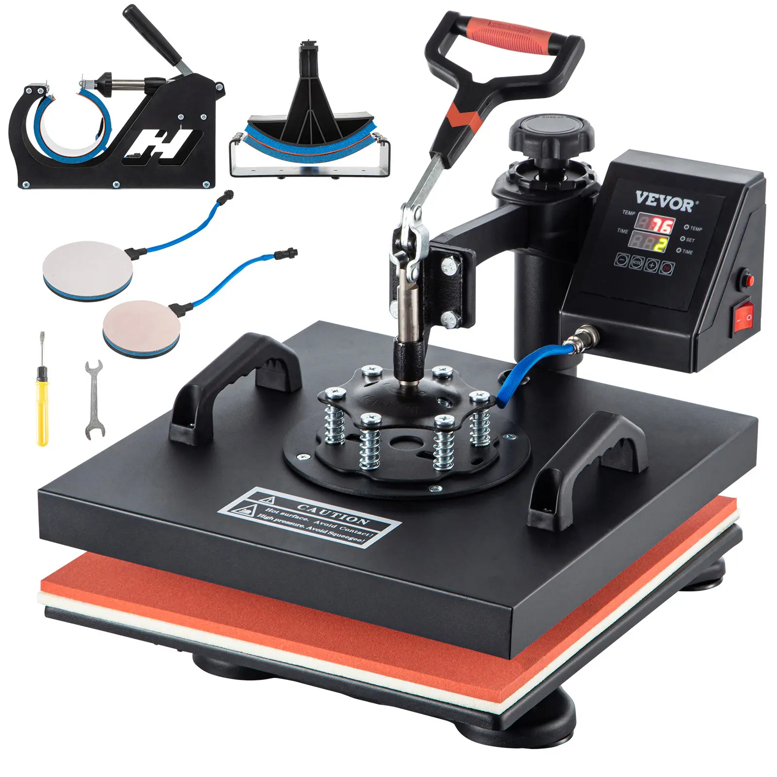【summerfinds】VEVOR Heat Press, 5 in 1 15 x 15 Inch Heat Press Machine, Dual LED Display Heat Press Machine, Multifunctional Sublimation, for T-Shirts, Swing Away Design