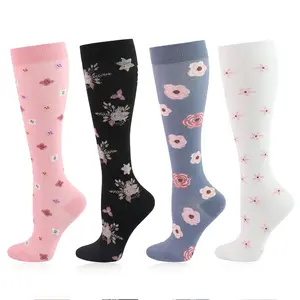 ANOTION 4 pack Nylon compression socks provide optimal support for women's circulation in running, Hiking and sports activities (XL)