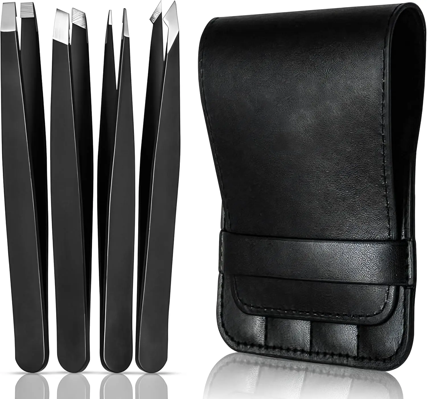 4Pcs Steel Tweezers Set, Eyebrow Blackhead Ingrown Hair Tool  |Rust-Proof 4Pcs Multi-Tip Tweezers for Eyebrows, Blackheads & Ingrown Hairs, Daily Unisex Facial Grooming