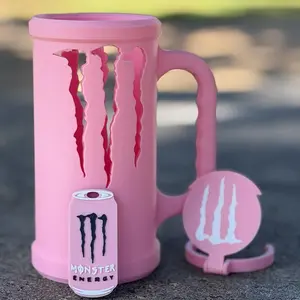 Monster Energy Drink Holder - Pink Cup with Monster Logo, Ideal for Energy Drinks, Perfect for Fans