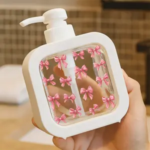 Moisturizing soap pump bottle, soap dispenser, kitchen soap dispenser, bathroom soap dispenser - 16 Pink Bow Design Hand - Drawn Style Soap Dispenser, Decorative for Kitchen Sink & Bathroom, Compact and Vibrant Pink Bows on Black Background