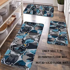 [Popular Choice] 1-Pack, Bathroom Mat, Bathroom Anti-Slip Mat, Kitchen Mat, Bathroom Set, Home Decor, Anti-Fatigue Mat, Blue Floral Pattern Mat, Simple Theme Decoration, Soft and Comfortable, Reduces Fatigue.