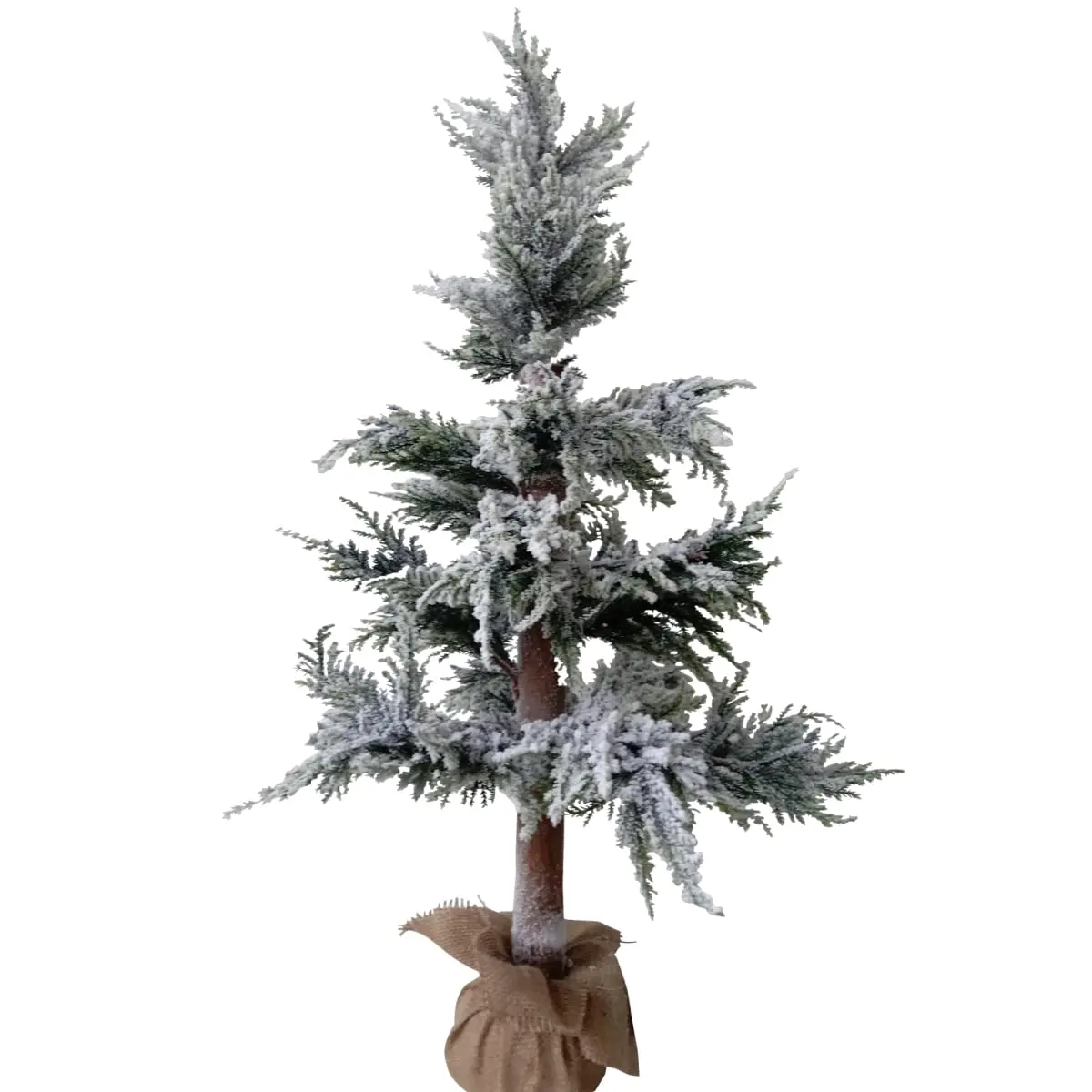 35.25 in. Heavily Flocked Green Pine Christmas Tree with 360-Degree Rotatable Stand, Natural Jute Base, Decorative Greenery for Home & Party Festive Decorations
